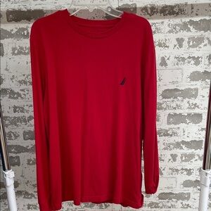 Nautica Men's Vibrant Red Long Sleeve Tee Size Medium